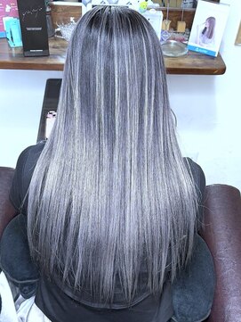 ブレイズヘアー(BLAZEhair) 【コントラスト+】ホワイトバレイヤージュ×ブリーチ2回