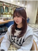 イメチェン外ハネボブ美髪ワイドバング顔周りレイヤーカット