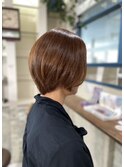 【伸ばしかけヘア】丸みショート×明るめベージュ