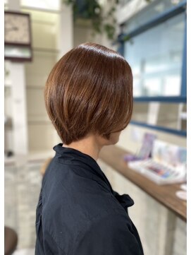 ラック 海老名店(LUCK) 【伸ばしかけヘア】丸みショート×明るめベージュ