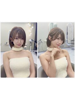 ばっさりカットしなくても雰囲気が変わるレイヤーカット。華やかさと柔らかさを兼ね備えた小顔ヘアに[港区]