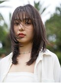 オリーブベージュ/ウェットヘア /レイヤーカット/平塚