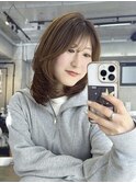 透明感カラーくびれロング似合わせカットミディアムレイヤー