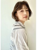 ショートボブ/ベージュ/シースルーバング/フェザーバング