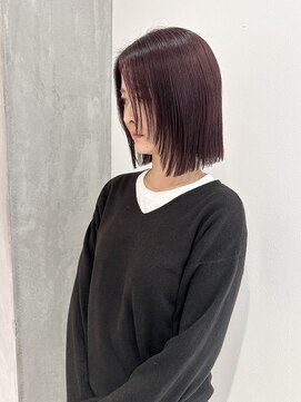 ヨーク(YOKE) YOKE ぱつっとボブ切りっぱなしボブ大人ボブピンクボルドー