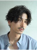 センターパートウルフカットサーフカールスパイラルパーマゆるめ