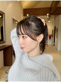 こなれミディ/前髪/黒髪/ボブルフ/ネビージュ/小顔/ワンレン