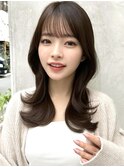 20代30代40代◎前髪パーマ韓国風巻きくすみベージュお団子ヘア