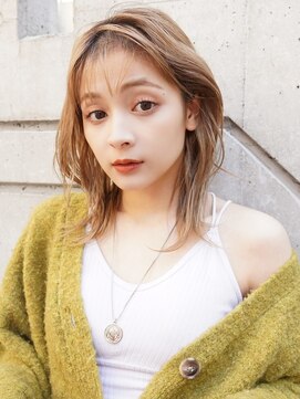 ラフィス ヘアー ミミ 流山おおたかの森店(La fith hair Mimi) 【La fith】ミルクティーベージュ×かき上げバング