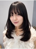 韓国風レイヤーカットブリーチダブルカラー前髪