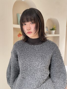 ルル 表参道(lulu.) ☆フルバング 切りっぱなしボブ ダークアッシュ外ハネボブ【Riku