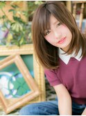 大人かわいい斜めバングミルクティーアッシュc5志木20代30代40代