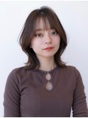 大人かわいい前髪セシルカットココアブラウンフリンジウェーブ