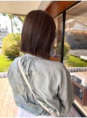 切りっぱなし/長めボブ/ラベンダーベージュ