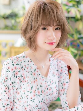 カバーヘア ブリス 志木南口駅前店(COVER HAIR bliss) 外国人風波巻きハイトーンカラー前下がりボブc6志木20代30代40代