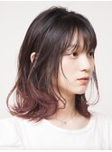 ピンクインナーカラー/イヤリング/ハイライト/エンドカラー