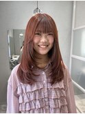 【柚衣】レイヤーカット×レッドピンクブラウン