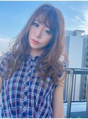小顔無造作カール/ミルクティーベージュ/20代30代