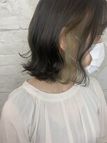インナーカラーグレージュタンバルモリ切りっぱなしオルチャン
