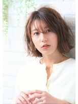 ソア 武蔵小杉(SOAR) 大人ガーリーフェザーバングピンクベージュくせ毛カットボブルフ