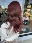 30代40代ナチュラルブリーチなしレッドピンク大人ロング