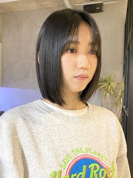 エリマ 調布(elima) 黒髪ボブ 長め 前髪あり 髪質改善 オージュアトリートメント