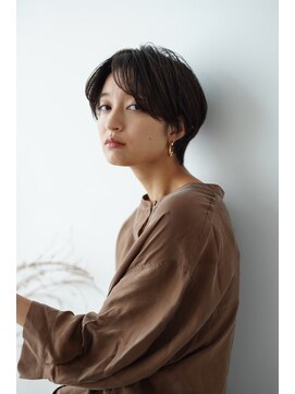 ナックアベノ(knack abeno) グレージュ×前髪なしハンサム大人ショート/レイヤーカット