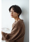 グレージュ×前髪なしハンサム大人ショート/レイヤーカット
