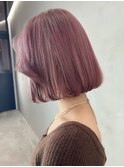ピンクボブ_チェリーブラウンフェミニンロング_ba371432