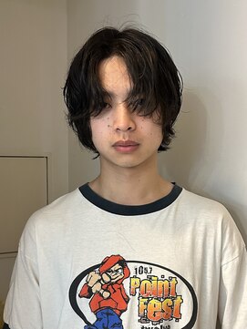 メゾンアクア 表参道(Maison ACQUA) =メンズボブ/ダークアッシュ/ニュアンスパーマ／メンズウルフ