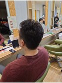 大人男性ナチュラルパーマビジカジ清潔感アッシュブラック