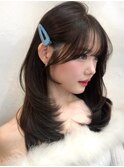 #72/韓国/韓国風/レイヤーカット/後れ毛/くびれヘア/前髪/原宿