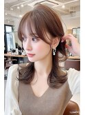 ミディアムレイヤー顔周りレイヤーハッシュカット韓国へア