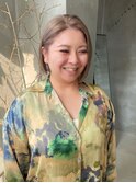 ハイトーン ボブ ベージュカラー ワンレン 前髪なし グレージュ