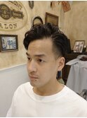 【LUDLOW BLUNT】バーバーヘア ツーブロック 七三分けパーマ