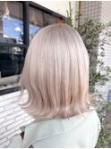 大人可愛い小顔ショートウルフホワイトアッシュ