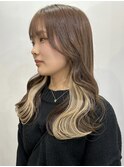 結んでバレないインナーカラーホワイトベージュ