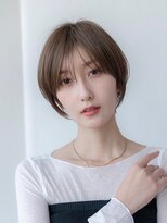 20代30代大人可愛いグレーベージュショートボブ小顔前髪
