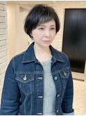白髪ぼかし/ひし形/癖毛/大人ショートボブ/60代50代40代