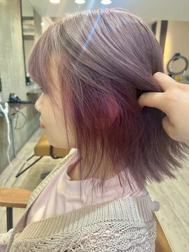 ヘアーアンドメイク ファット(Hair&Make PHAT) 大人可愛い外ハネボブアッシュブラウンピンクインナーカラー