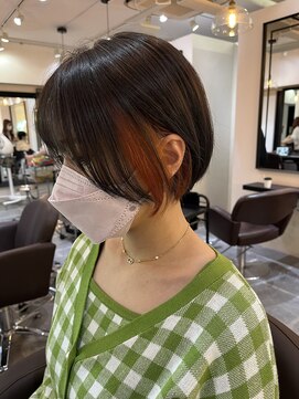 サロンドミルク 溝の口店(salon de MiLK) 20代30代40代/ショートボブ/インナーカラー/オレンジ［溝の口］