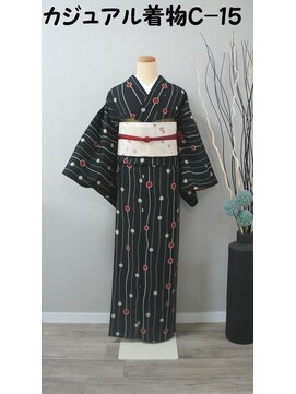 きものサロン すずめ屋 レンタルカジュアル着物　C-１5　水玉