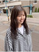 ロングパーマ×オリーブブラウン