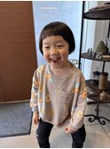 キッズカット丸みショートボブオン眉スタイル