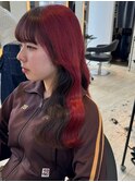 ブリーチ逆インナーカラーワインレッド