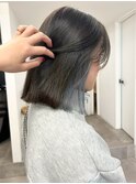 インナーカラーブルーアッシュ＊切りっぱなしミディアムボブ