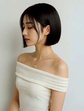 ミロア 薬院(miroa) 顔周りカット 20代30代 切りっぱなしボブ 艶髪 髪質改善カラー