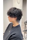 爽やか無造作ビジネスツーブロックスパイラルパーマ