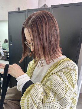 ルーム 荻窪(room) 切りっぱなしボブ外ハネデザインオレンジカラー