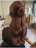 結婚式お呼ばれヘアセット/カチモリハーフアップ/パーティーヘア